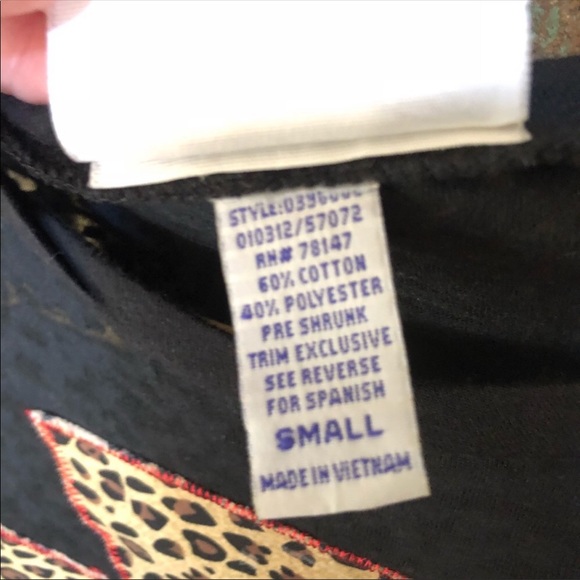 Black burnout t-shirt S with leopard and cross - Picture 6 of 6